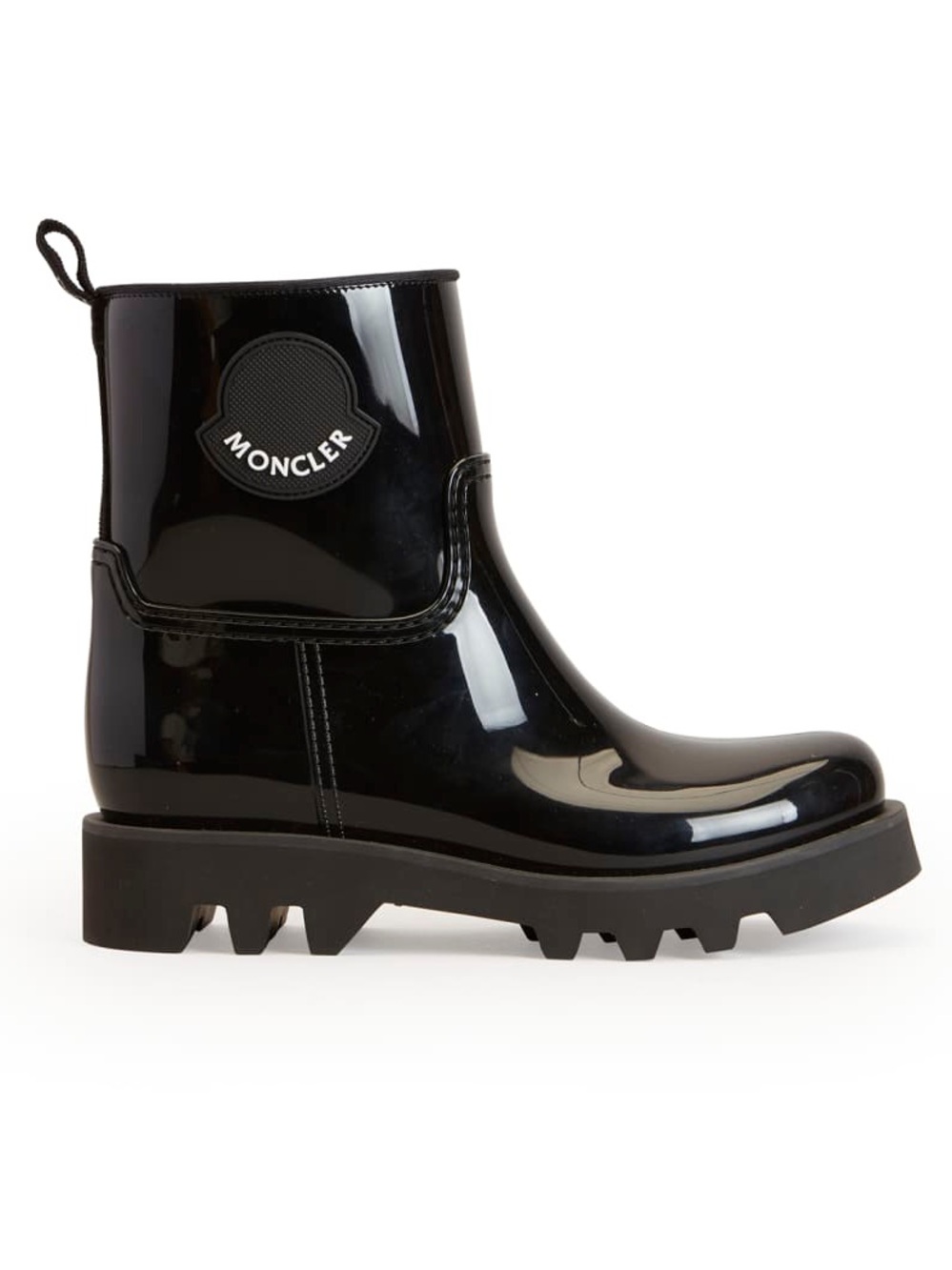 Moncler Ginette Waterproof Rubber Rain Boots Black 39 Like New Designer Lug Sole